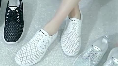 Womens Shoes Hollow Out Breathable Lace Up Flats Breathable Mesh Lightweight Shoes Cas