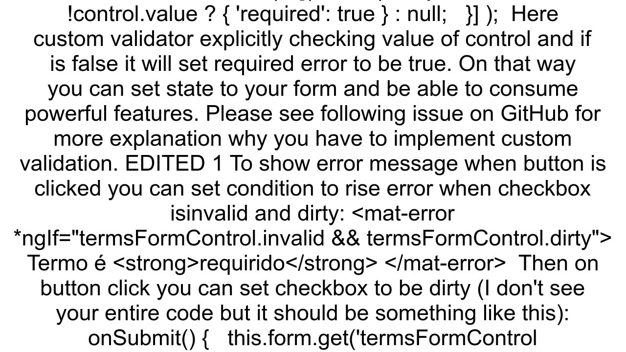 How to do validation with matcheckbox