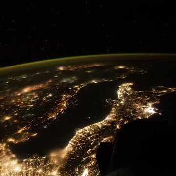 A night flight over France and Italy in the International Space Station