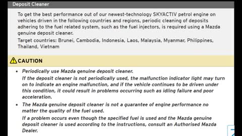 MAZDA OWNERS | IMPORTANT INFO | DEPOSIT CLEANER