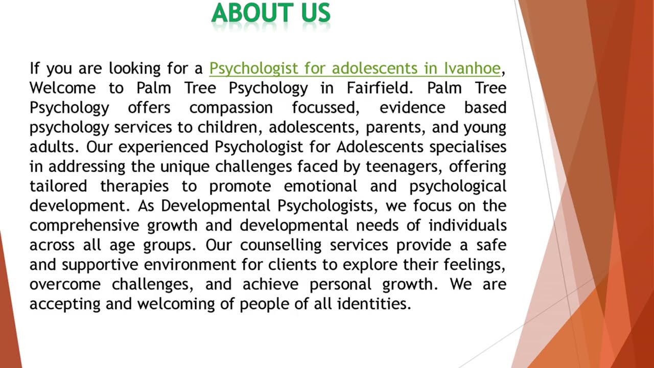 If you are looking for a Psychologist for adolescents in Ivanhoe