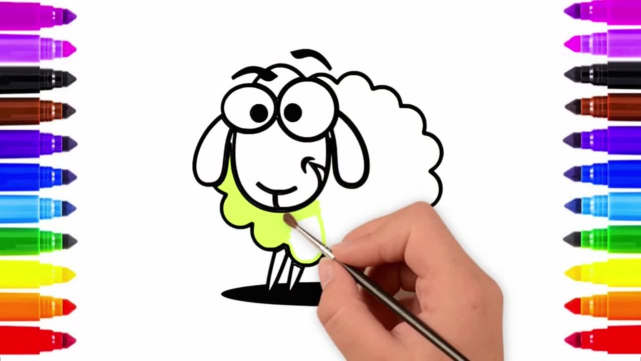 Drawing and Coloring for Kids - How to Draw Lamb