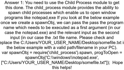 How to open a notepad using node