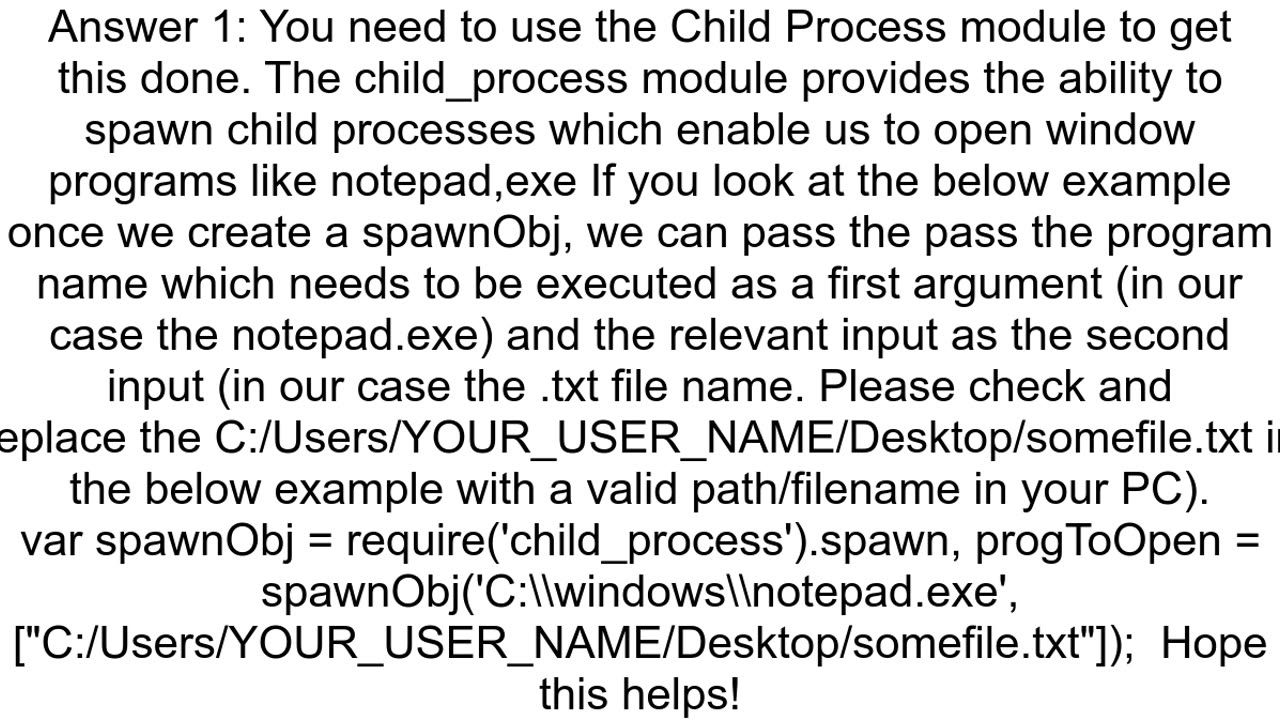 How to open a notepad using node