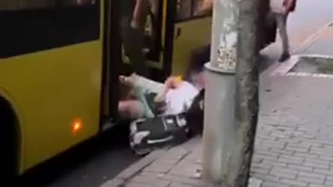 The Ukrainian Zelensky regime's TCC abductors attack females on a bus