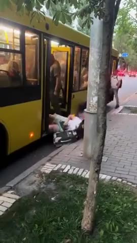 The Ukrainian Zelensky regime's TCC abductors attack females on a bus