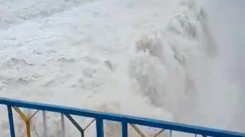 Damaged village to floods