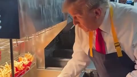 Donald Trump Serving Fries at McDonald's