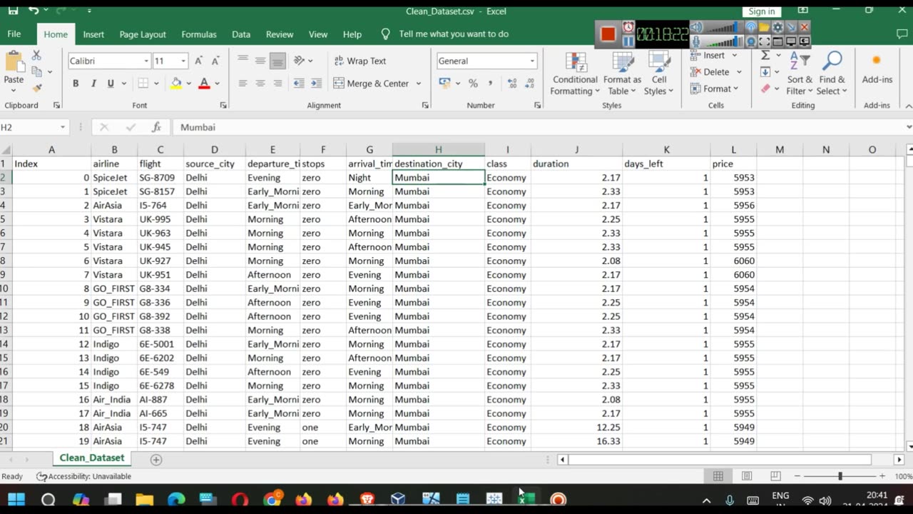 Flights Price Prediction EDA in Tableau