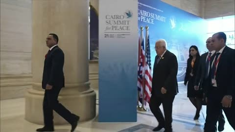 Palestinian president Mahmud Abbas arrives at peace summit in Cairo