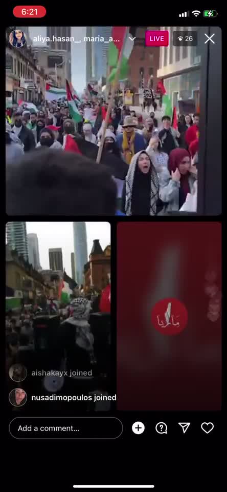 Anti-Israel protest right now in downtown Toronto