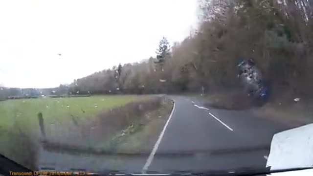 Dramatic Moment Car Loses Control, Somersaults Toward Oncoming Vehicle in Wales