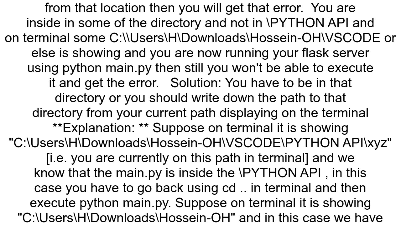 Can39t open file 39CUsersHDownloadsHosseinOHVSCODEmainpy39 Errno 2 No such file or directory