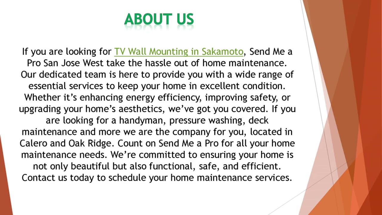 If you are looking for TV Wall Mounting in Sakamoto