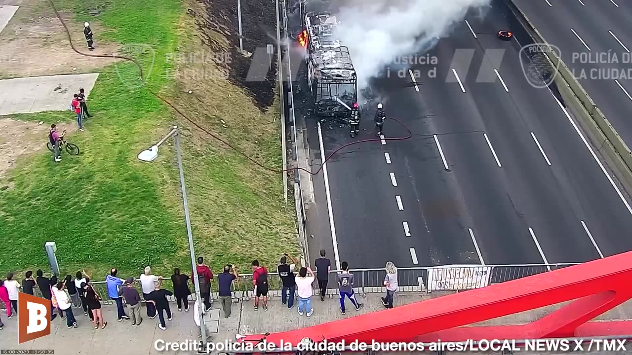 Passengers Flee BURNING BUS that Creates WALL OF FIRE on Highway