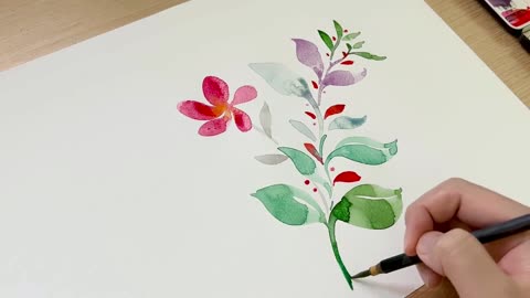 Watercolor painting and calligraphy, so long beauty painting