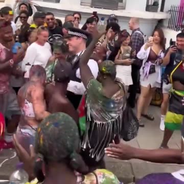 British Police make time to relax and dance