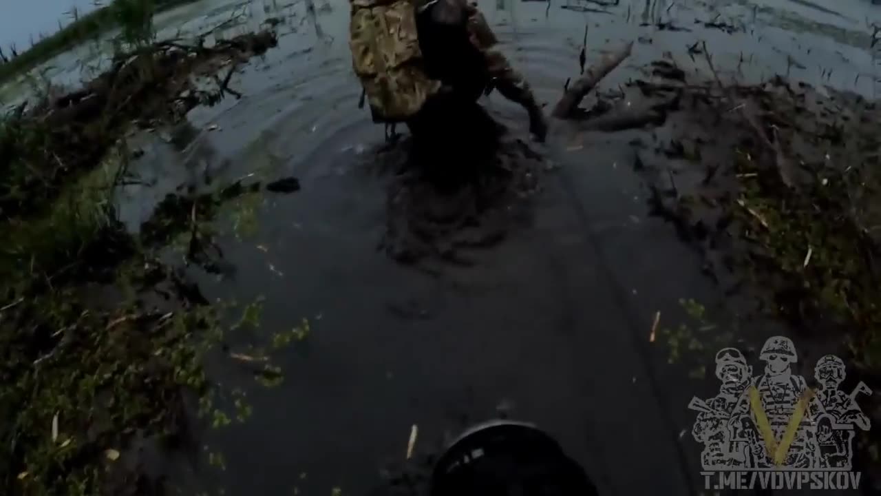 GoPro footage: Russian Paratroopers overcoming water obstacles on islands in the Dnieper River Delta