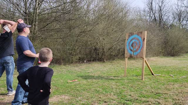 Cainan and Tito Axe throwing