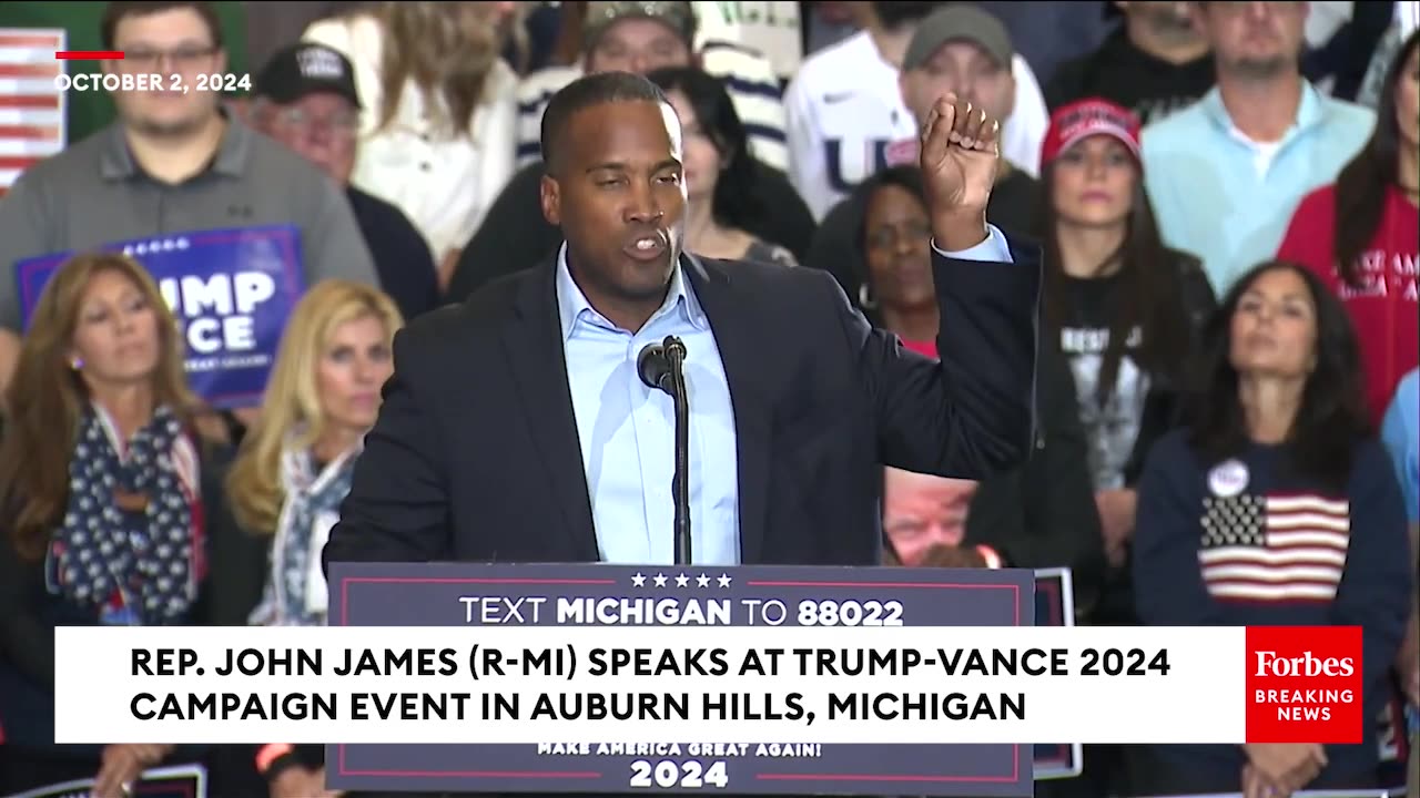 BREAKING NEWS- John James Accuses Kamala Harris Of 'Bloodless Coup' At Vance Michigan Rally