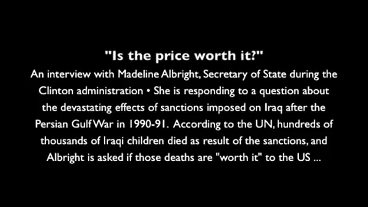 Madeline Albright on 60 Minutes justifies the killing of 500,000 Iraqi children