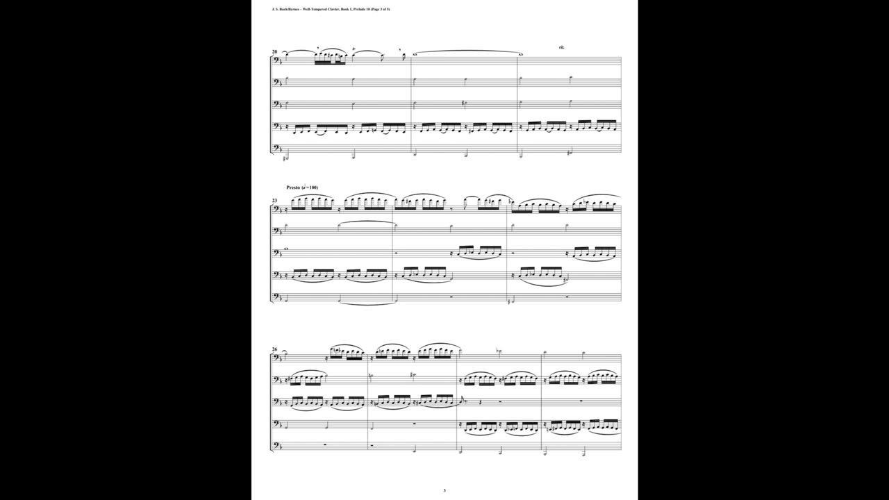 J.S. Bach - Well-Tempered Clavier: Part 1 - Prelude 10 (Euphonium-Tuba Quintet)