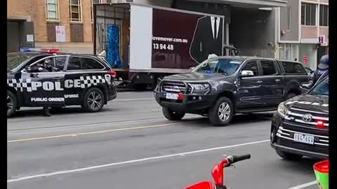 Police State Melbourne Australia CBD- Police using Rubber bullets against workers against forced vax