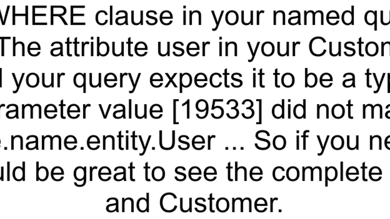 Error Parameter value did not match expected type