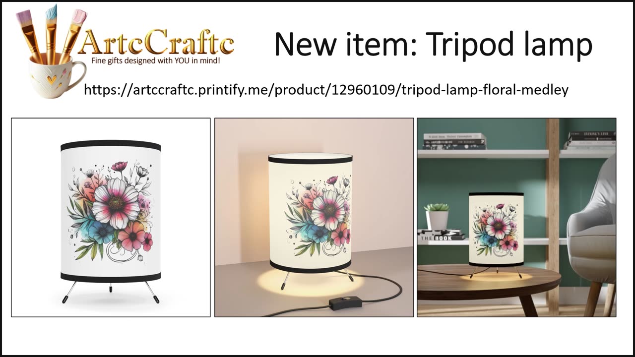 New ArtcCraftc product - Tripod Lamp-Floral Medley