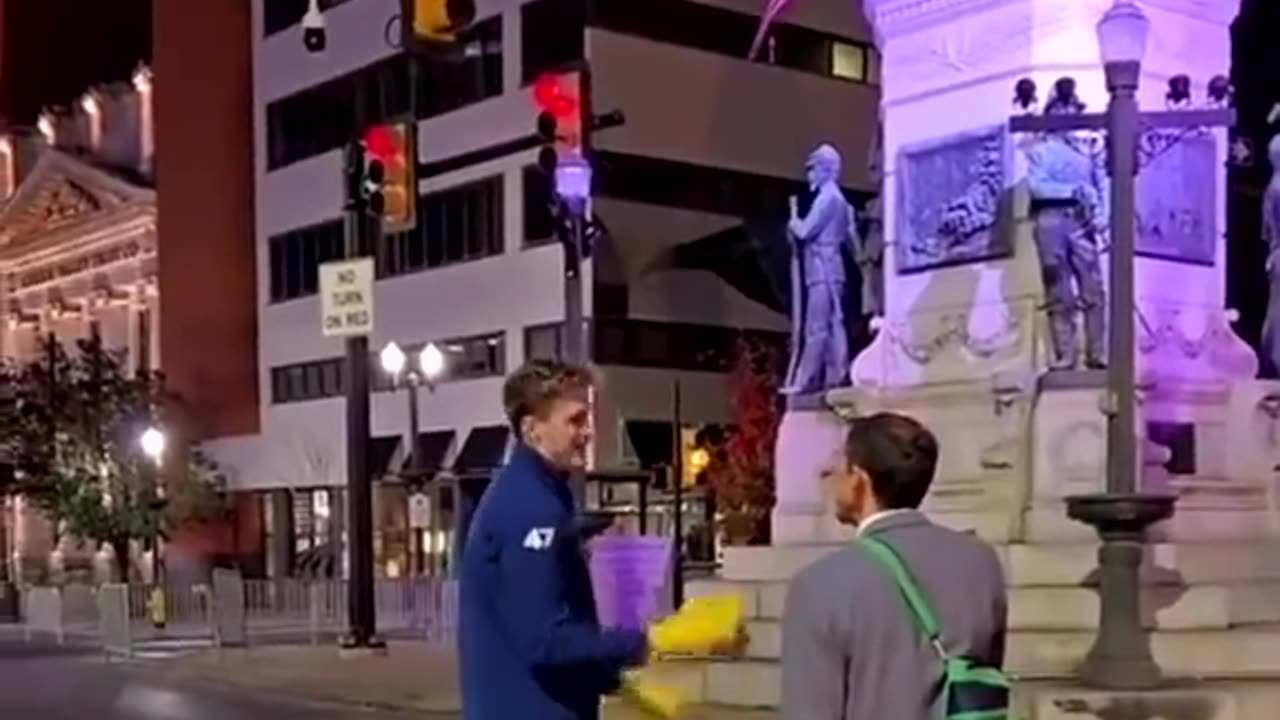 Democrat Mayor Matt Tuerk tries to stop a Trump rally in Allentown, PA