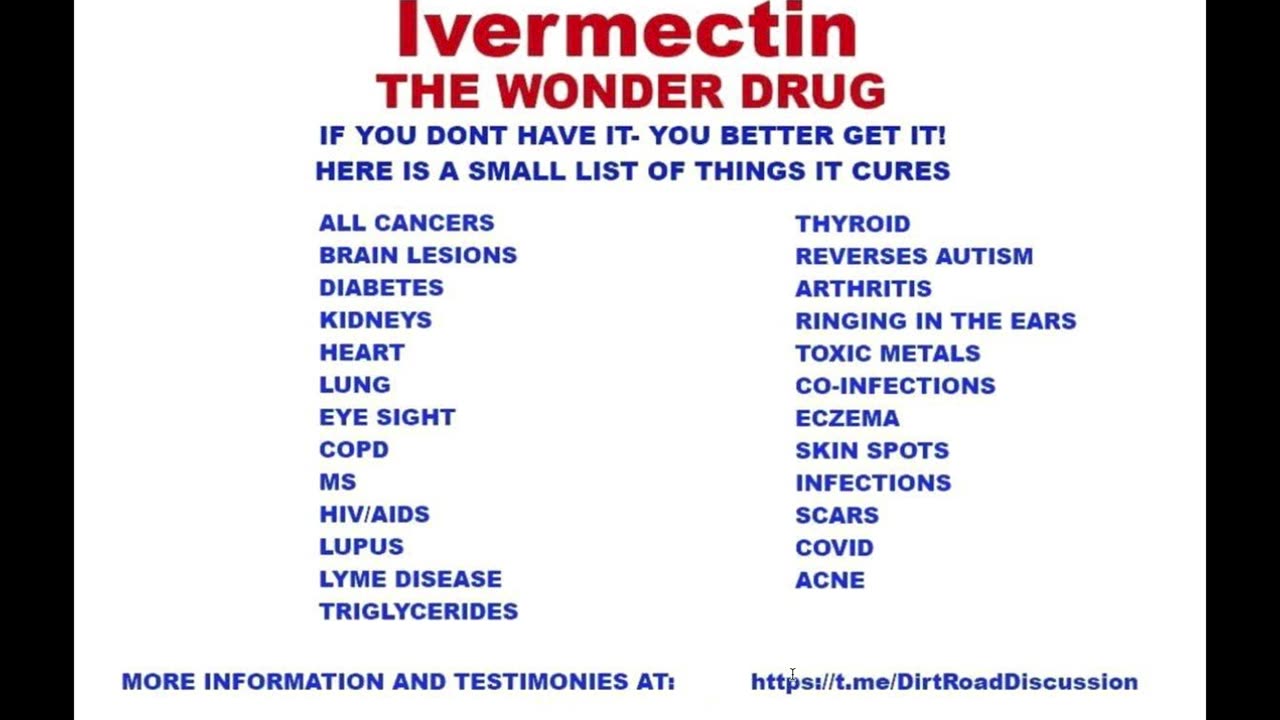 Ivermectin - Cures all cancers, Diabetes, Aids, Eye sight, Arthritis, Infections