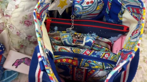 What's in my 4th of July Bag Vera Bradley Tote in Marina Paisley.