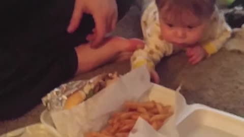 Dad Can't Keep Rugrat Away From His French Fries