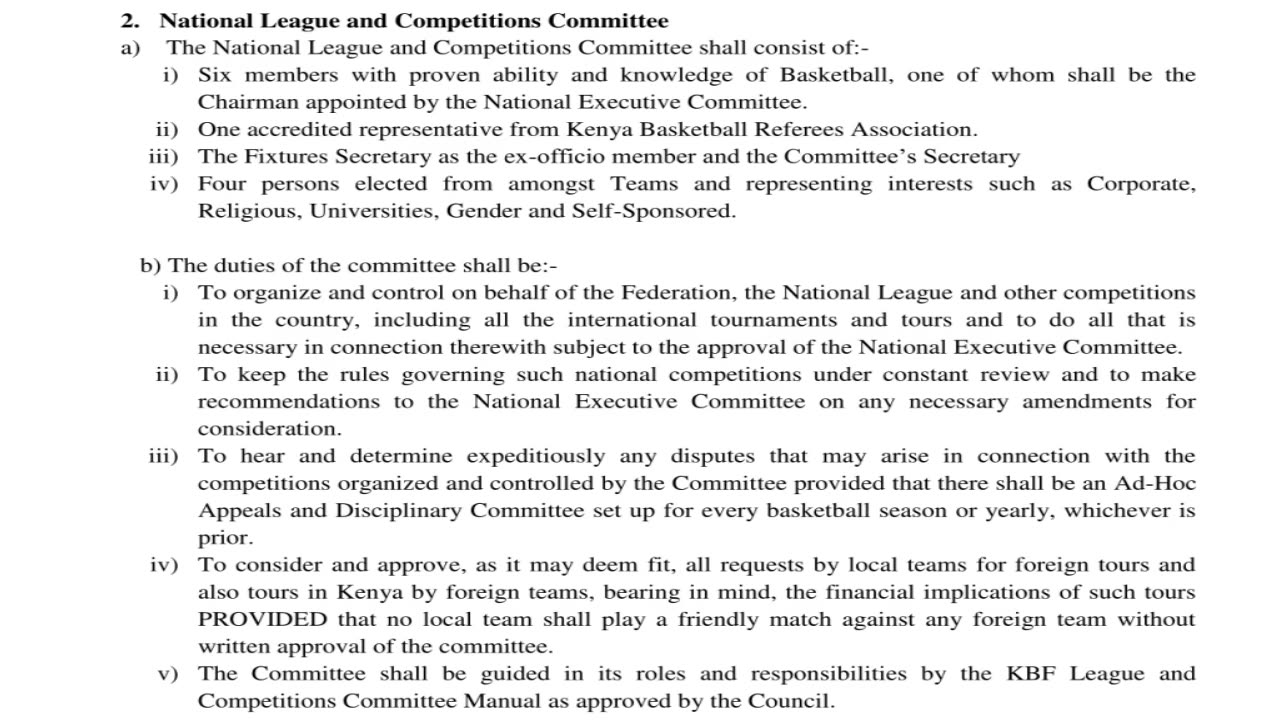 A Closer Look at the Kenya Basketball Federation Constitution