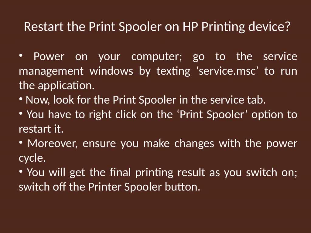 Reinstalling The Print Spooler On Your HP Printing Device