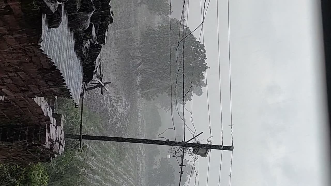 Live video of Heavy Rain and Natural View of Village