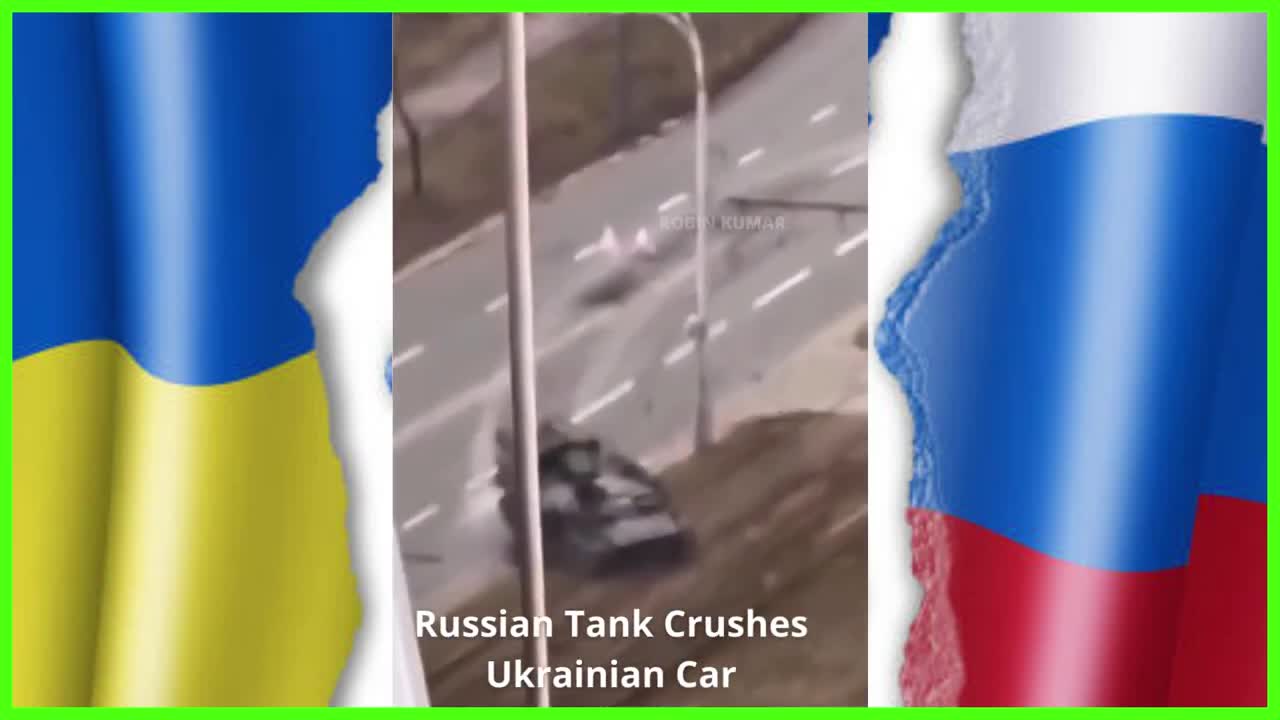 RUSSIAN TANK CRUSHES UKRAINIAN CAR WITH CIVILIAN INSIDE IN SHOCKING VIDEO |