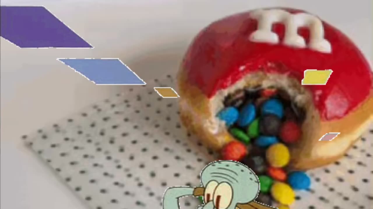 Squidward Is Playing With Tiles In Front Of A Krispy Kreme Donut 🍩