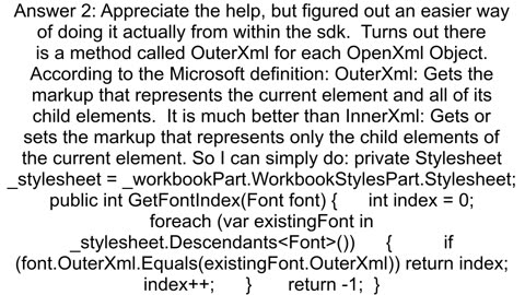 Comparing Two XML Elements In OpenXML