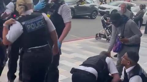 police arresting muslim with knife