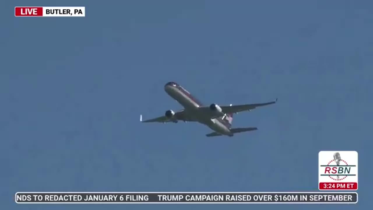 TRUMP FORCE ONE making an EPIC flyover over the Butler, PA comeback rally is the MOST BADA*S