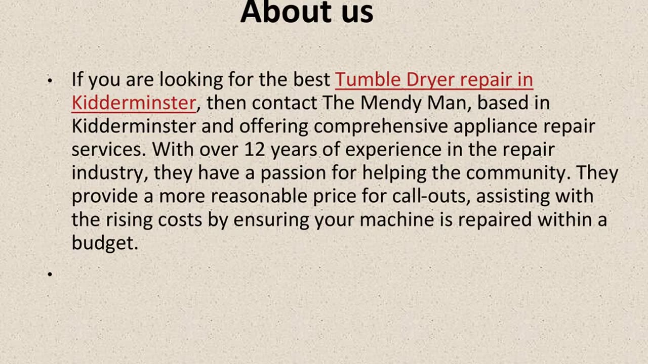 Best Tumble Dryer Repair in Kidderminster.