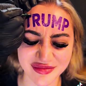 TRUMP GIRL got a giant TRUMP tattoo on her forehead 😳 I will just stick with the CAP!!!!