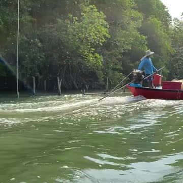 Fisherman on Motorboat