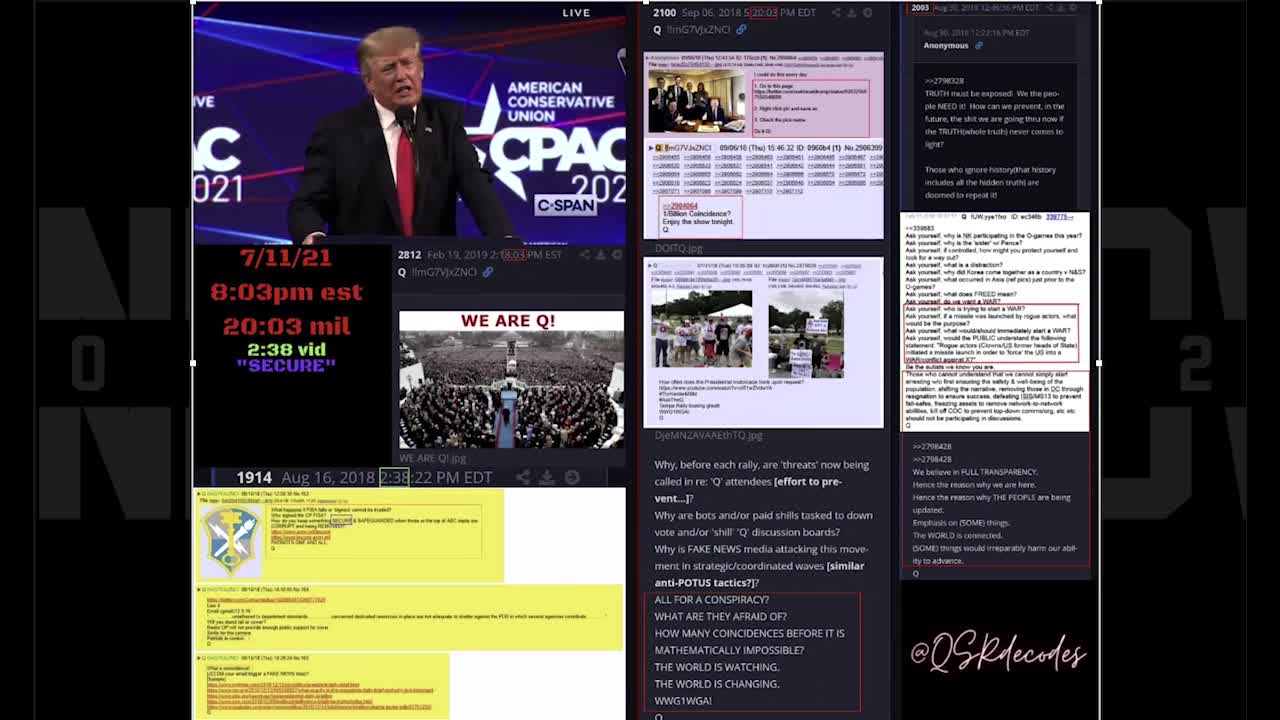 -7.12.21: CPAC speech UNLEASHED multiple connections! FOX finally covers FR@UD? Why now? PRAY!