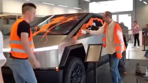 Climate activists attacking a Tesla Center in Hamburg, Germany