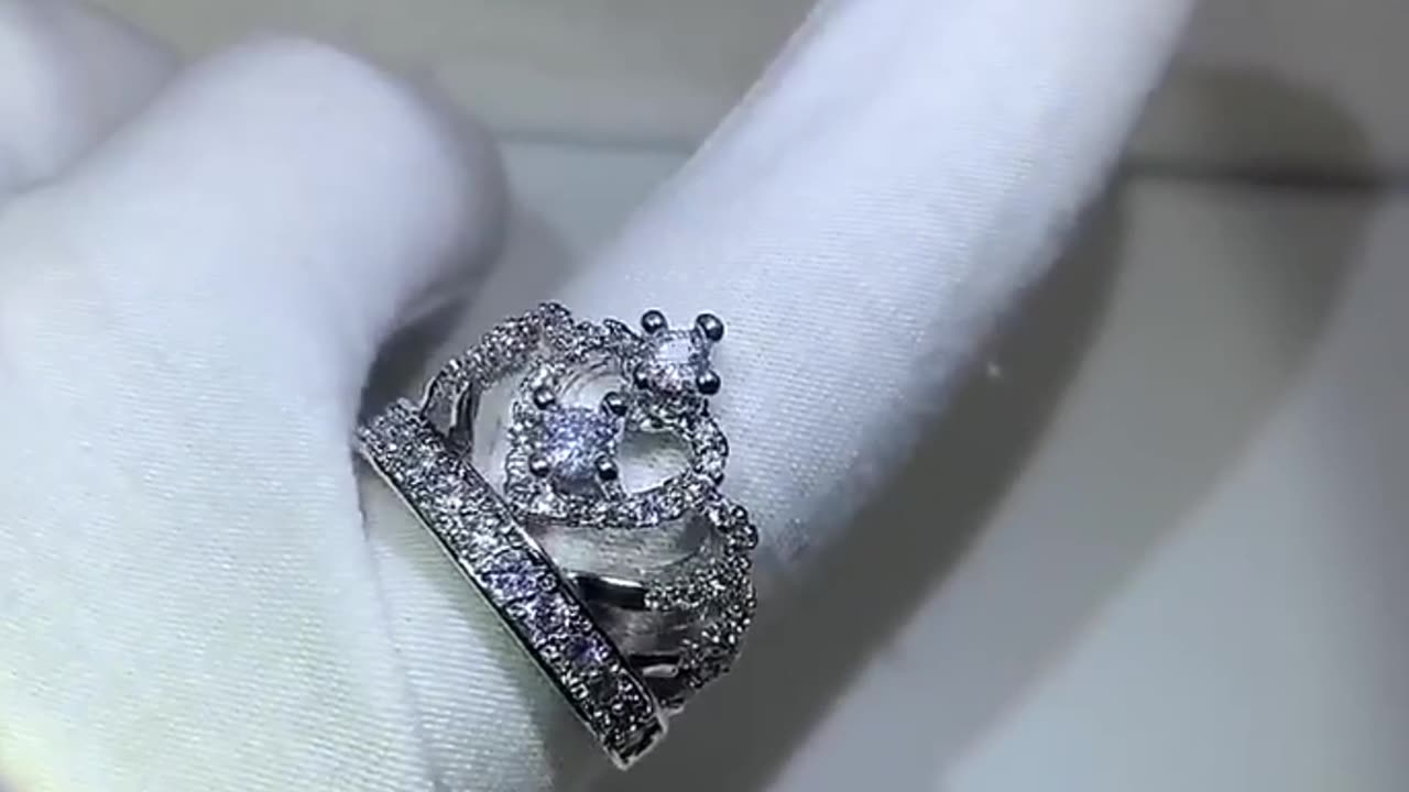 925 silver Fancy Crown Women Ring Best Anniversary Girl Gift Elegant Female Dance P