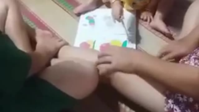 Baby learns to write