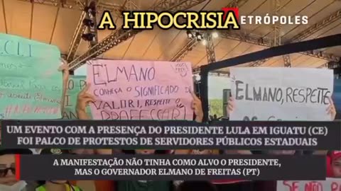 Hipocrisia, Seguranças do ladrão tomam cartazes da multidão para não protestarem.