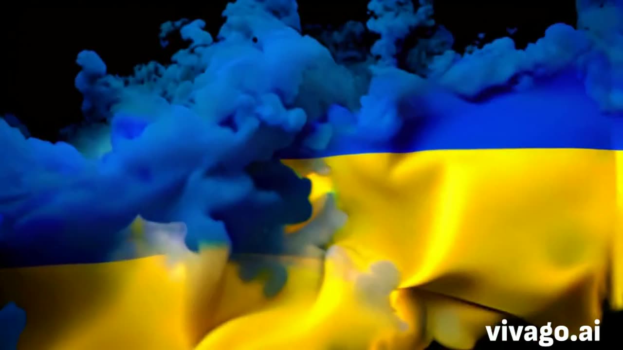 Billowing ukraine flag color smoke on a dark background